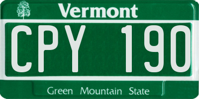 VT license plate CPY190
