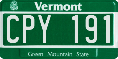 VT license plate CPY191