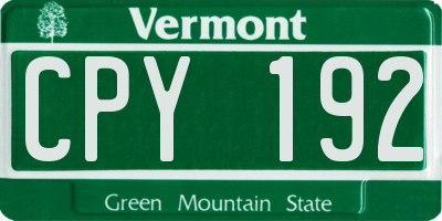 VT license plate CPY192