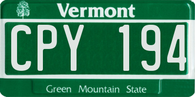 VT license plate CPY194