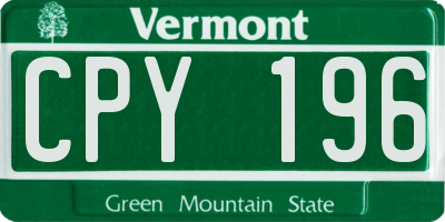 VT license plate CPY196