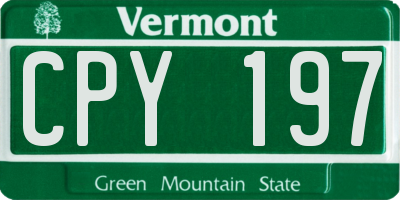 VT license plate CPY197