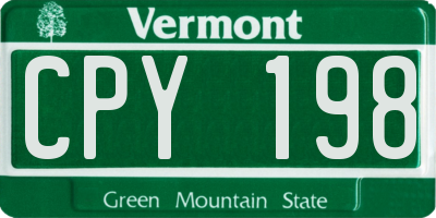 VT license plate CPY198