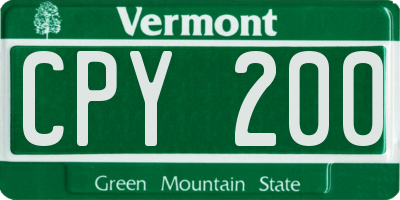 VT license plate CPY200