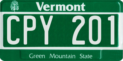 VT license plate CPY201