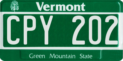 VT license plate CPY202