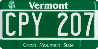VT license plate CPY207