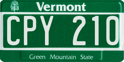 VT license plate CPY210