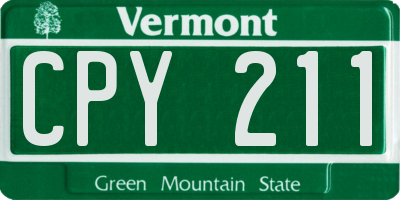 VT license plate CPY211