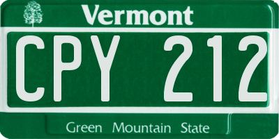 VT license plate CPY212