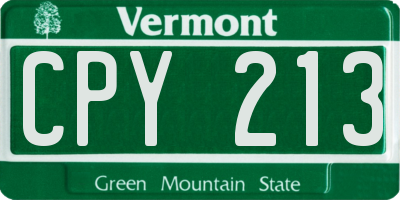 VT license plate CPY213