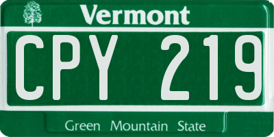 VT license plate CPY219