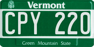 VT license plate CPY220