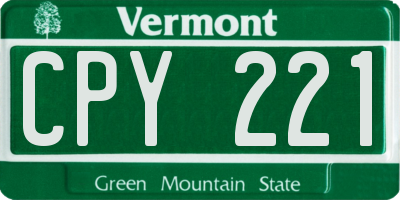 VT license plate CPY221
