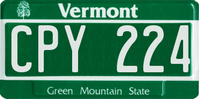VT license plate CPY224