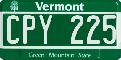 VT license plate CPY225