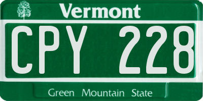 VT license plate CPY228