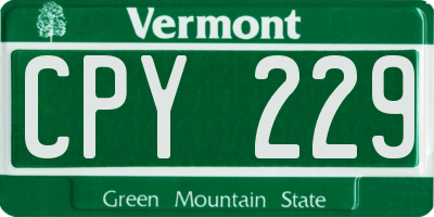 VT license plate CPY229