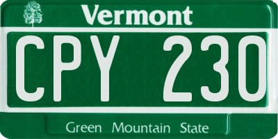 VT license plate CPY230
