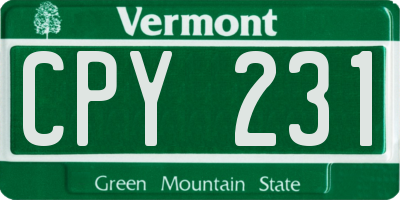 VT license plate CPY231