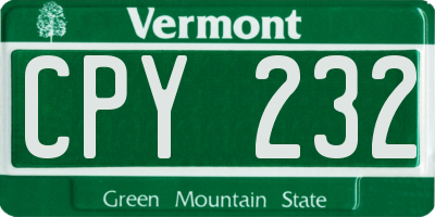 VT license plate CPY232