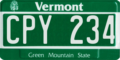 VT license plate CPY234