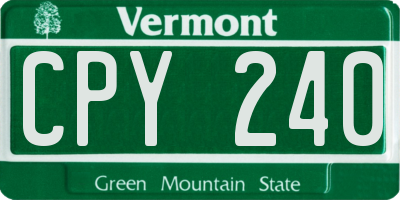 VT license plate CPY240