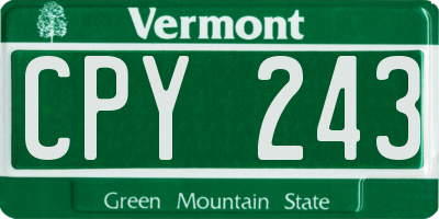 VT license plate CPY243