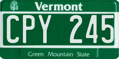 VT license plate CPY245
