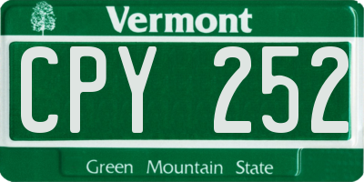 VT license plate CPY252