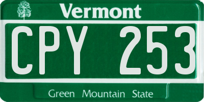 VT license plate CPY253