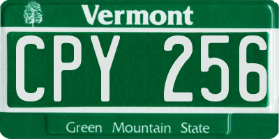 VT license plate CPY256