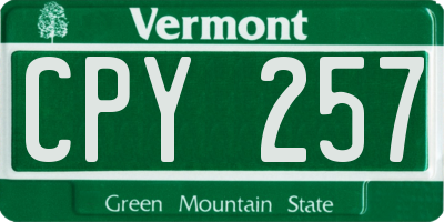 VT license plate CPY257