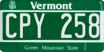 VT license plate CPY258