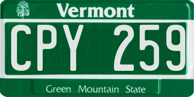 VT license plate CPY259