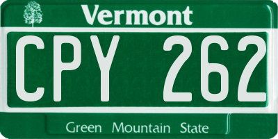 VT license plate CPY262