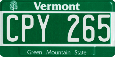 VT license plate CPY265