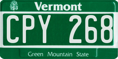 VT license plate CPY268