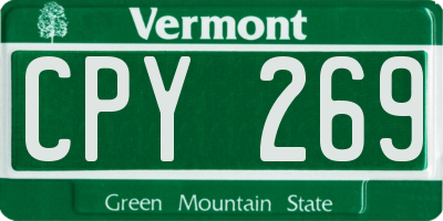 VT license plate CPY269