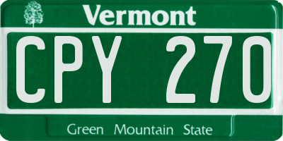 VT license plate CPY270
