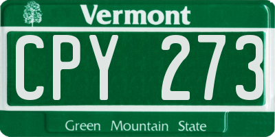 VT license plate CPY273