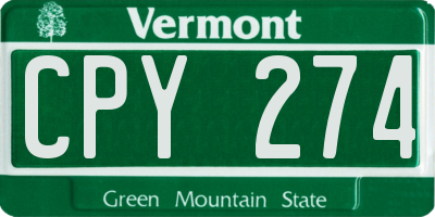 VT license plate CPY274