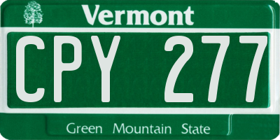 VT license plate CPY277