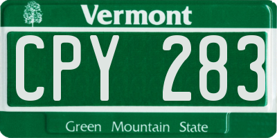 VT license plate CPY283