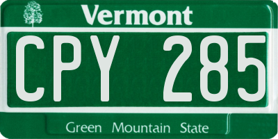 VT license plate CPY285
