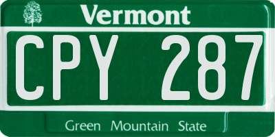 VT license plate CPY287
