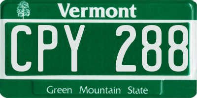 VT license plate CPY288