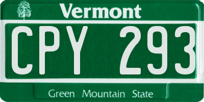 VT license plate CPY293