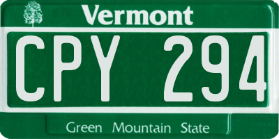 VT license plate CPY294