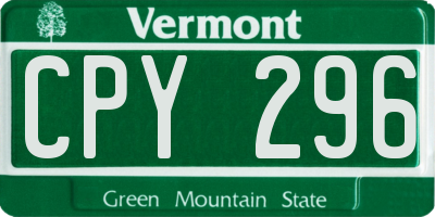 VT license plate CPY296